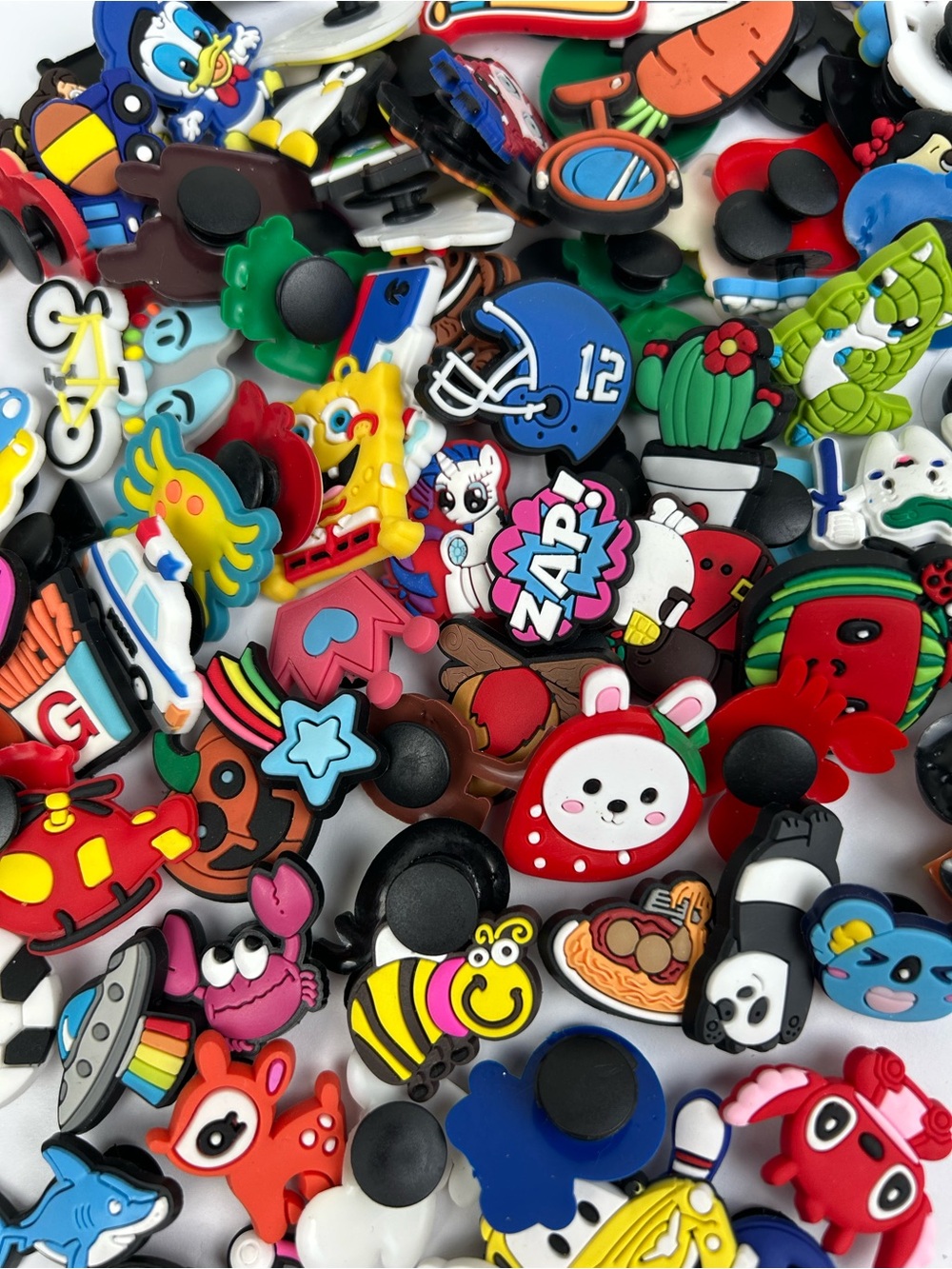 113PCS Croc Charms Lot Food Animals Vehicles Princess Cartoon Shoe Accessories